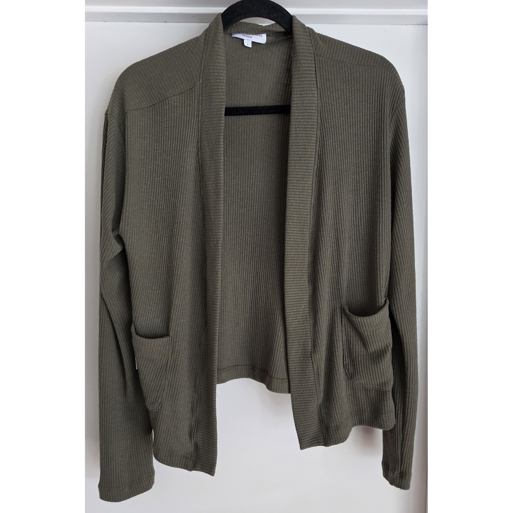 Michael Stars Cardigan S Olive Green Ribbed Long Sleeve Casual Sweater Wrap